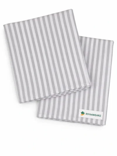 Cotton Table Napkin Set - Grey Stripe
