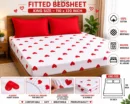 Fitted Cotton Bedsheet – Red Hearts (King)