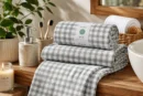 Cotton Bath Towel – Grey Gingham