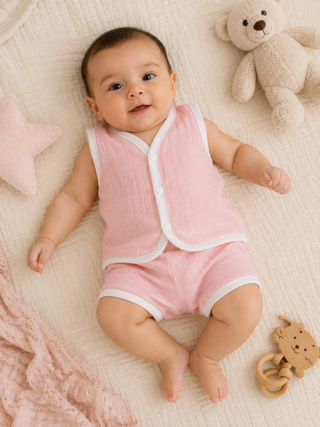 Baby Cotton Jabla & Shorts Set – Pink - view 2