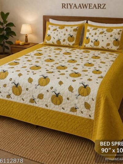 100% Cotton Double Bedsheet with 2 Pillow Covers, Soft and Smooth