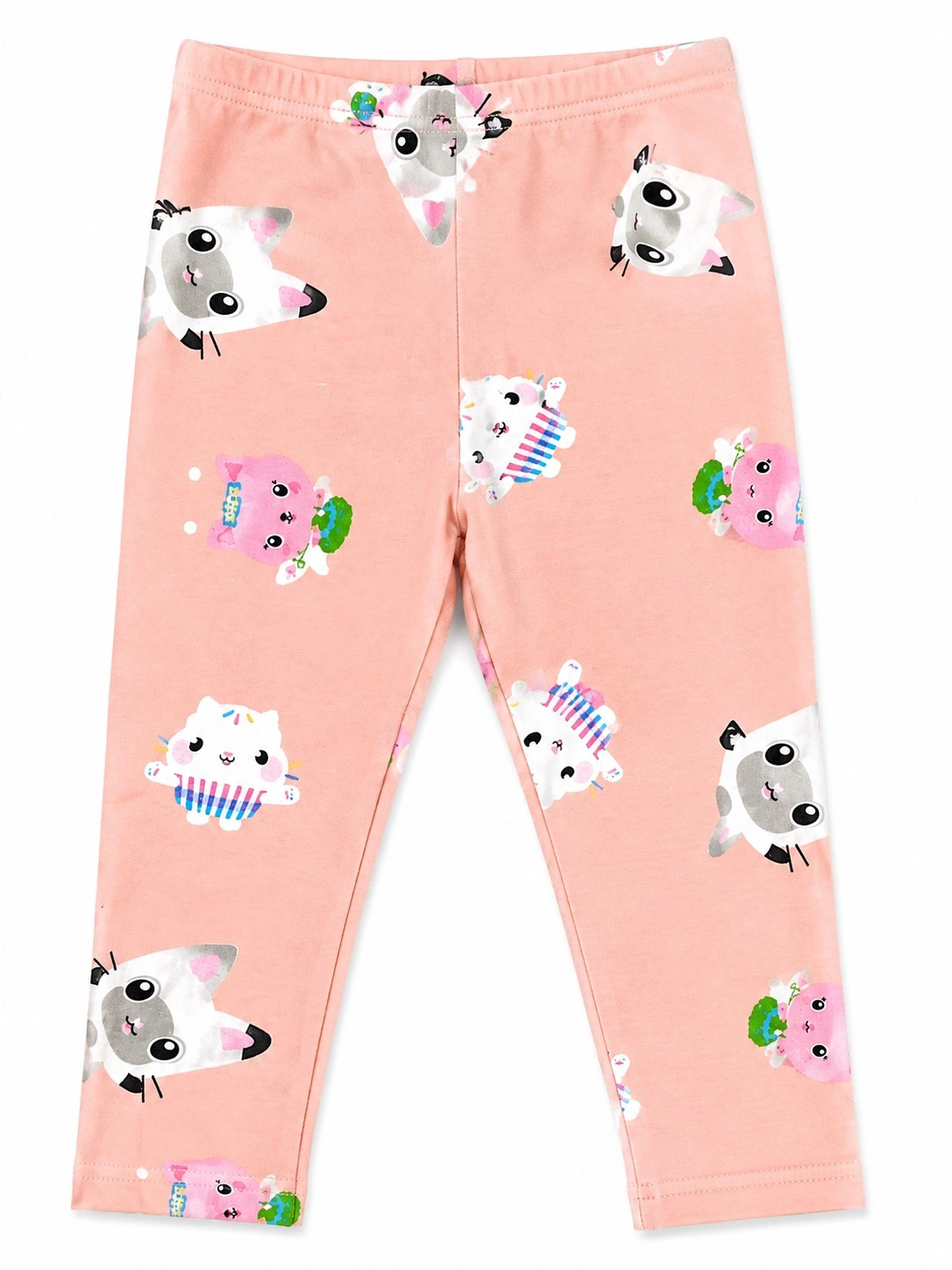 Baby Girls Kitten Print Leggings | Soft Cotton Full Length Pants | Cute Cat Print Bottom Wear