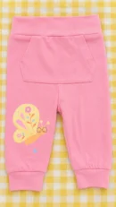 Baby Girls Butterfly Print Footed Joggers | Cotton Jogger Pants with Cuffed Ankles | 3-12 Months