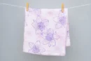 Organic Muslin Cotton Baby Swaddle Blanket | Purple Floral Print | Soft Breathable Wrap
