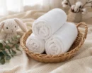 Organic Muslin Cotton Cloths | Set of 3 | Plain White Burp Cloths / Face Towels