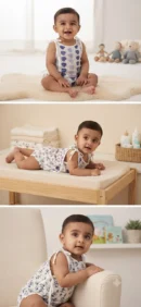 Baby Tie-Shoulder Romper | Cotton Playsuit | Heart, Floral & Rose Prints