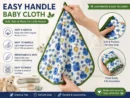 Organic Muslin Cotton Baby Burp Cloth | Blue Floral Print | Soft Handheld Cloth