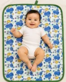Baby Changing Mat | Blue Floral Print | Portable Cotton Changing Pad