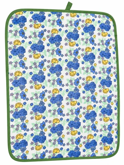 Baby Changing Mat | Blue Floral Print | Portable Cotton Changing Pad
