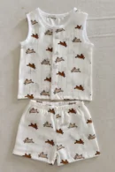 Baby Bunny Print Co-ord Set | Cotton Vest & Shorts | 2 Piece Sleeveless Outfit
